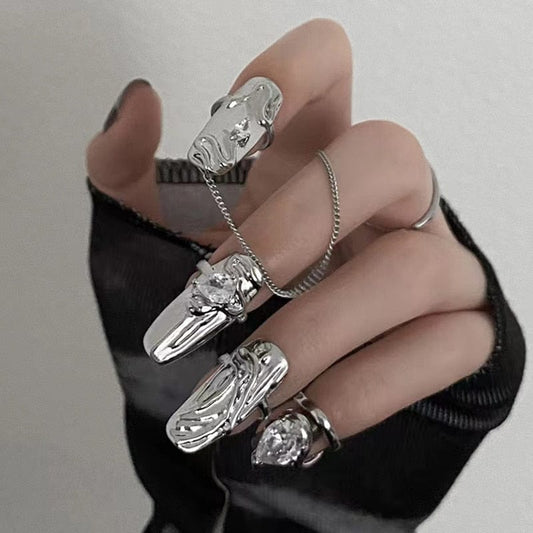 Silver Fingertips Nail Rings Jewelry