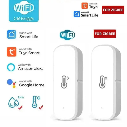 Tuya ZigBee/WiFi Smart Temperature And Humidity Sensor Battery Powered Smart Home Security Work With Alexa Google Home