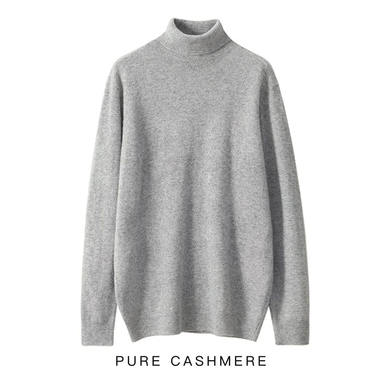 Autumn/Winter New Men's 100% Pure Wool Cold Resistant Clothing High Polo Collar Solid Color Pullover Warm Soft Sweater