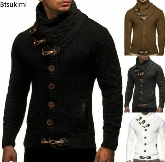 Autumn Winter Man Sweaters Streetwear Clothes Turtleneck Sweater Men Long Sleeve Knitted Pullovers Soft Warm Basic Sweater Male