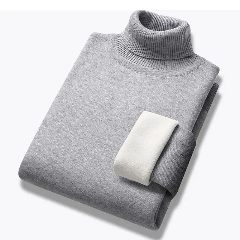 2023 Autumn Winter New Men Sweaters Knitted Pullover Korean Edition Solid Casual High Neck  Sweaters  Fleece  Bottoming Shirt