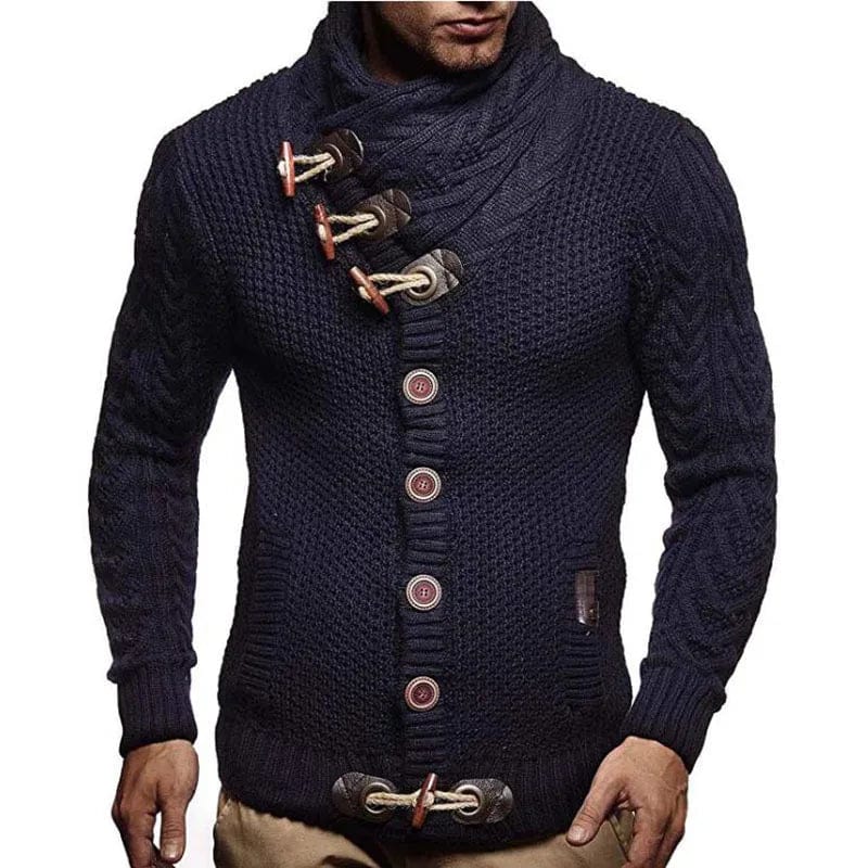 Autumn Winter Sweaters Streetwear Clothes Turtleneck Men Long Sleeve Knitted Pullovers Single breasted Soft Warm handsome Male