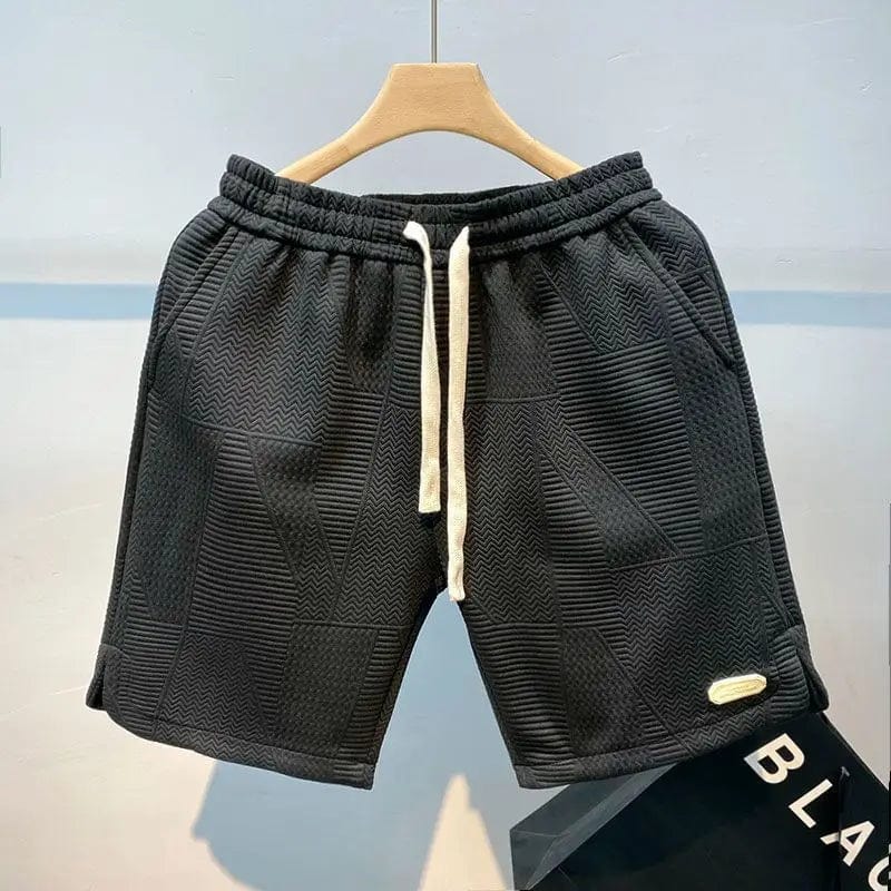 Summer Running Shorts for Men Casual Jogging Sport Short Pants Wave Pattern Solid Color Drawstring Loose Dry Gym Sports Shorts