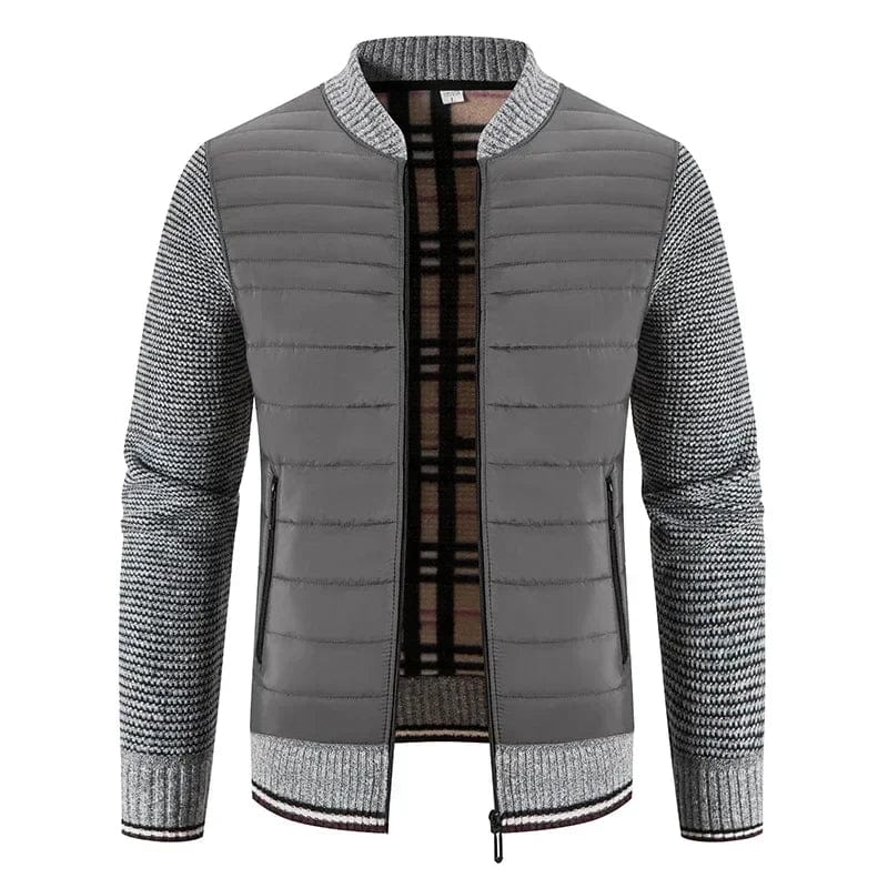 Men's Patchwork Sweater Jacket Autumn Winter New Warm Stand-up Collar Zipper Cardigan Sweater Male Clothing Casual Knitwear Coat