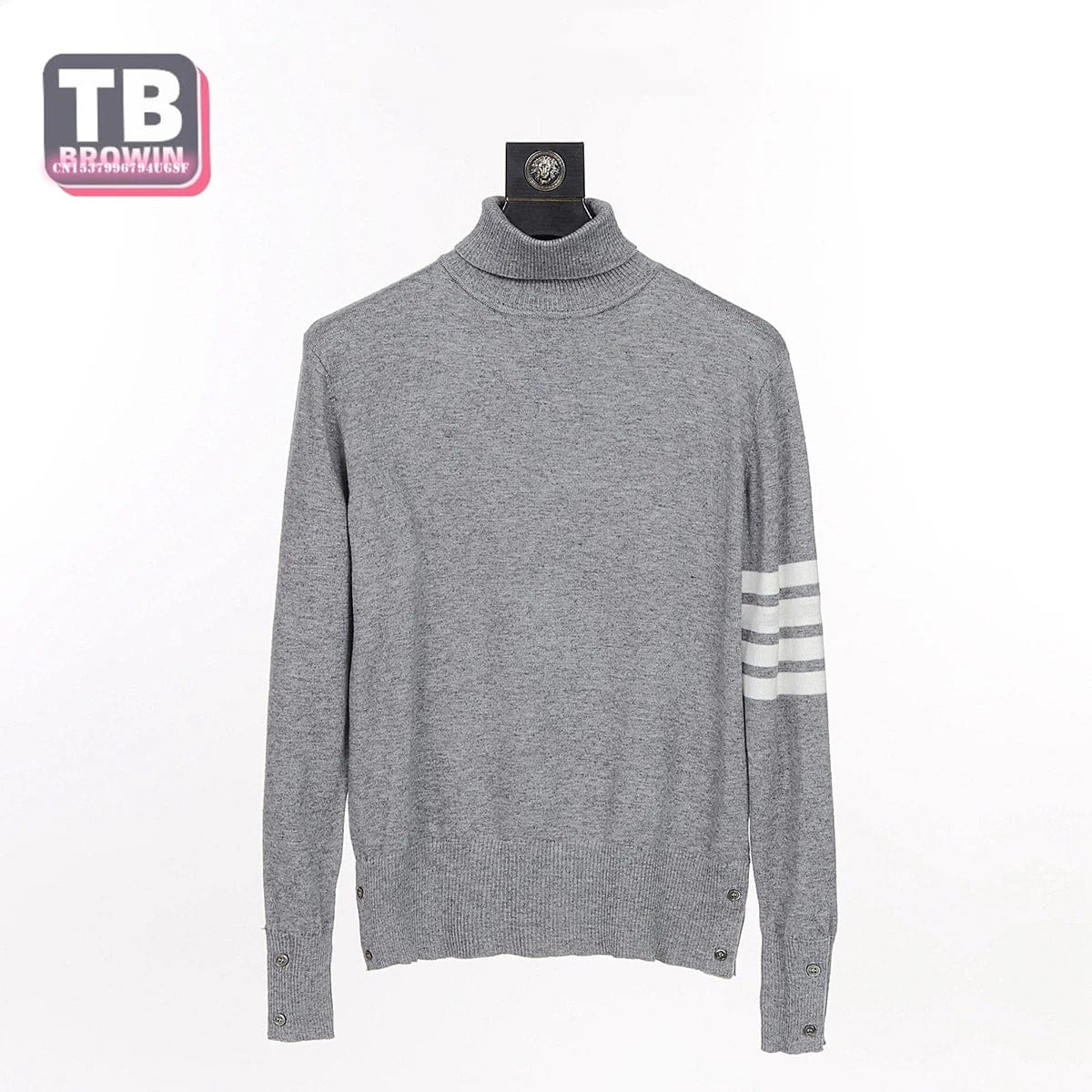 TB four-bar men's sweater Korean Turtleneck luxury personality collision thom autumn and winter warm