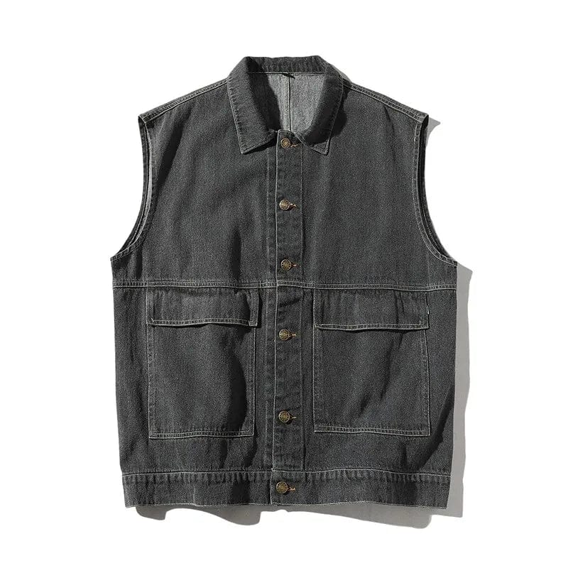 Cowboy Vest Men Fall Loose Tooling Waistcoat Sleeveless Vest Popular Logo Restoring Ancient Ways INS Joker Men Jacket