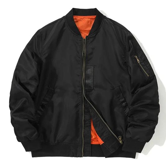 Spring Autumn Windbreaker Mens Pilot Jacket Military Orange Lining Bomber Jacket Loose Solid Fashion Baseball New Jacket Coats