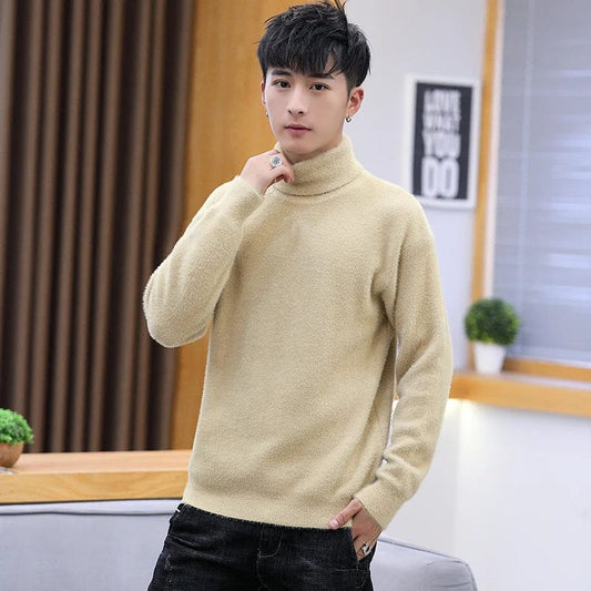 2023 Men Casual White Turtleneck Sweater Men Winter Sweater Men Coats Solid Pullover Mens Clothes Autumn New Arrival M-3Xl