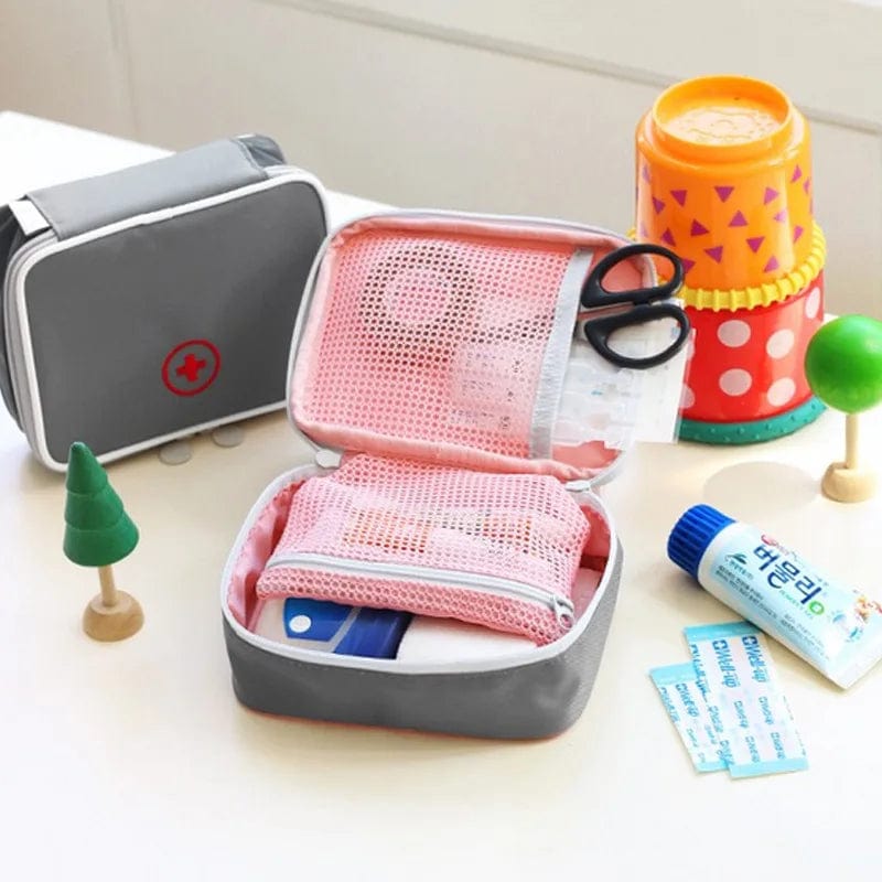 Mini Medical First Aid Bag Outdoor Travel Empty Storage Bag Medicine Organizer Survival Emergency Kits Pink Gray for Camping