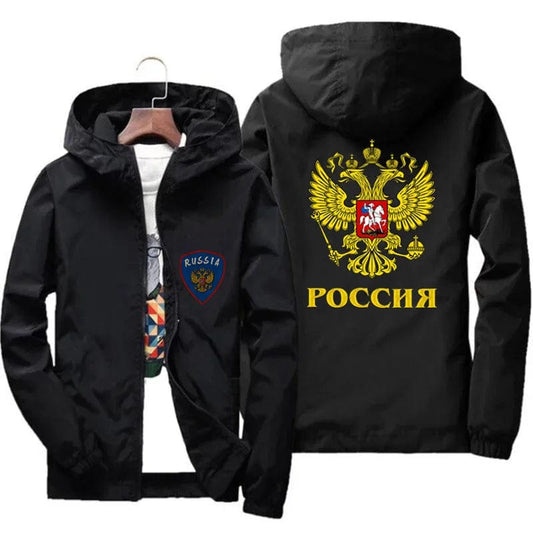 Russian Coat Of Arms Of Russia Eagle  Flag Jacket Windbreaker Pilot Coat Men's Zipper Bomber Jackets Waterproof Coat Sport 6XL