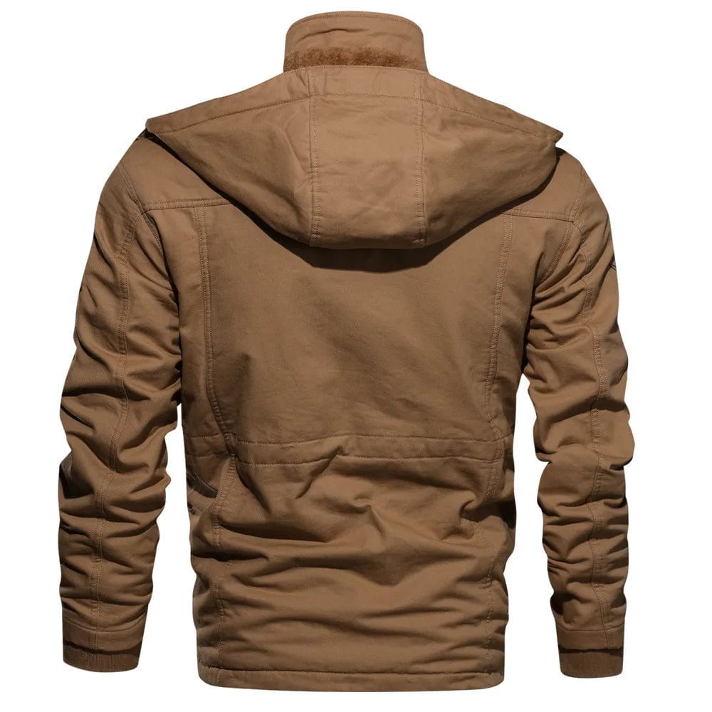 Winter Fleece Jacket Men Casual Thick Thermal Coat Army Pilot Jackets Air Force Cargo Outwear Hooded Jacket Mens Clothes