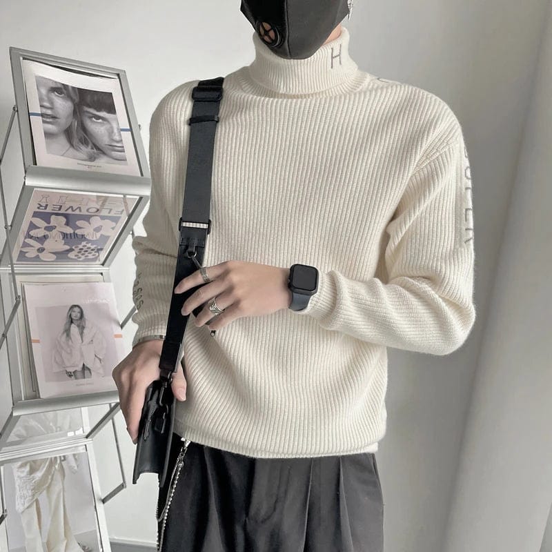 Man  High Collar Knitted Sweaters for Men Pullovers Turtleneck White Letter Golf New in Best Selling Products 2024 Warm S