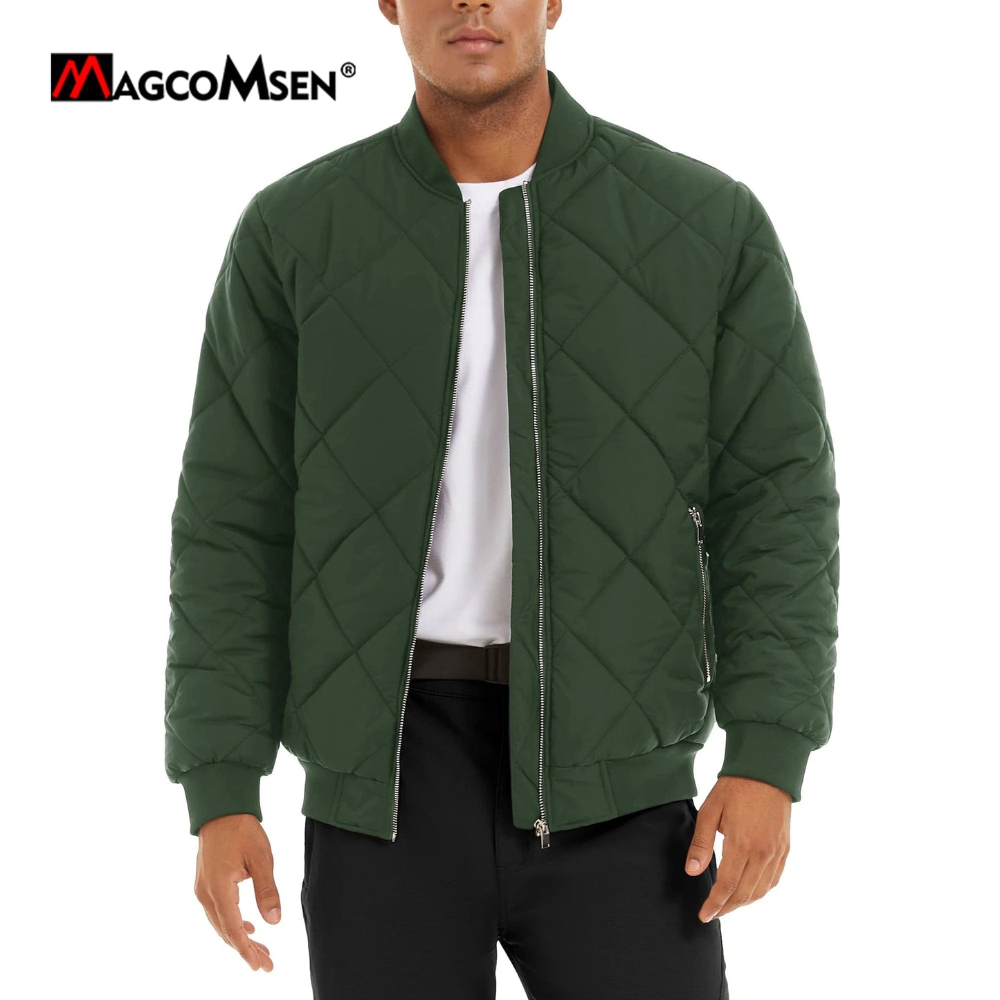 MAGCOMSEN Men's Casual Aviator Jackets Autumn Thicken Insulated Full Zipper Coats Windproof Jacket for Going Out