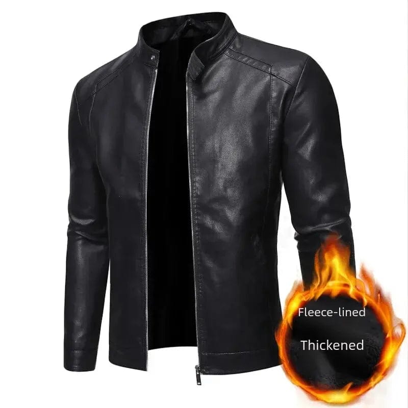 Men's Slim Fit Casual Leather Jacket Korean Style Motorcycle Jacket Youthful Vibe Faux Leather Outerwear