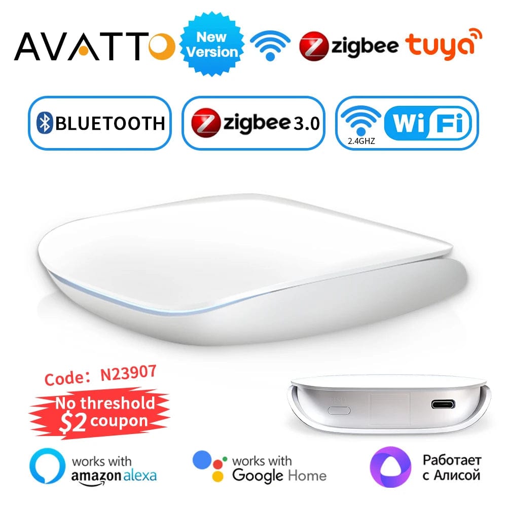 AVATTO Tuya ZigBee3.0/BLE Smart Gateway Hub Multi-model Smart Home Bridge Wireless Remote Controller Work With Alexa Google Home