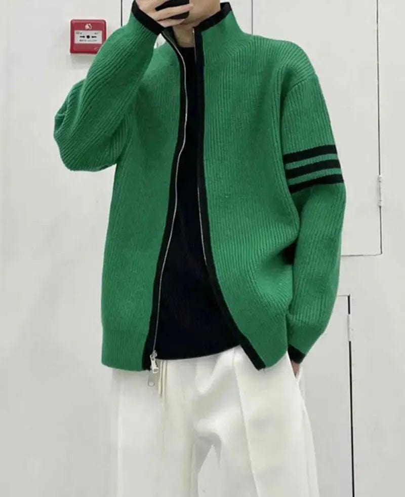 Men's Knitted Sweaters Cardigan Casual Man Clothes Coat Zipper Jacket Zip-up No Hoodie Korean Fashion Vintage Style Sweaters
