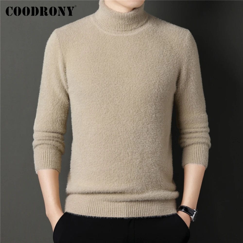 COODRONY Brand Winter Turtleneck Sweater Men Clothing Knit Fleece Jersey Classic Pure Color Casual Thick Warm Pullover Men Z1136