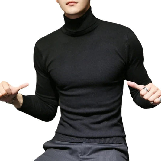Winter New Men's Turtleneck Sweaters Sexy Knitted Pullovers Men Solid Color Casual Male Black Sweater Autumn Knitwear Top