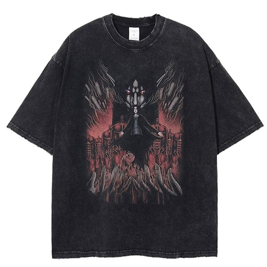 "END GAME" - Eren Vintage Washed Attack On Titan Anime T-shirt surdimensionné