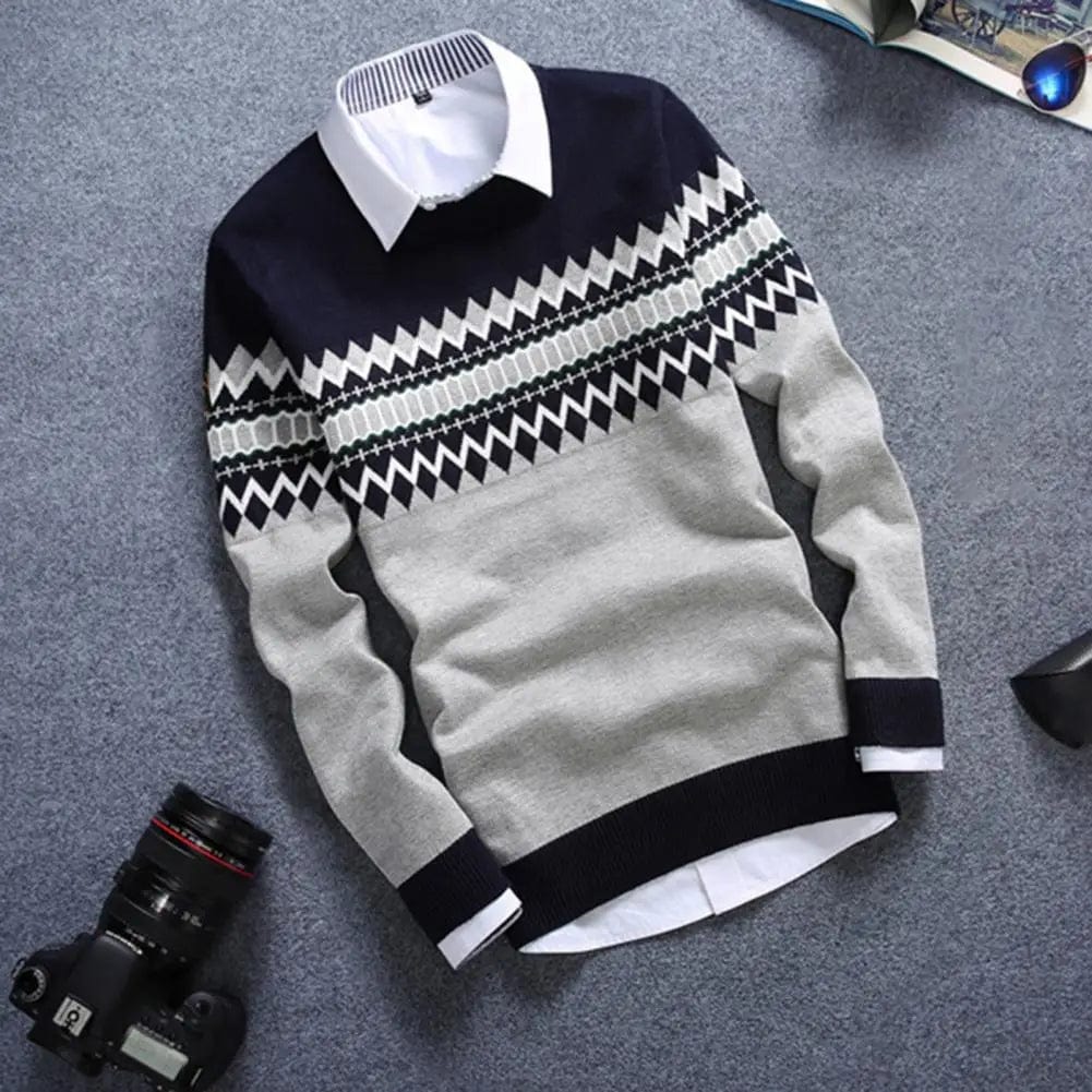 Stylish Men Pullover Sweater Super Soft Men Knitted Top Crew Neck Keep Warm Coldproof Fine Knitting Pullover Sweater