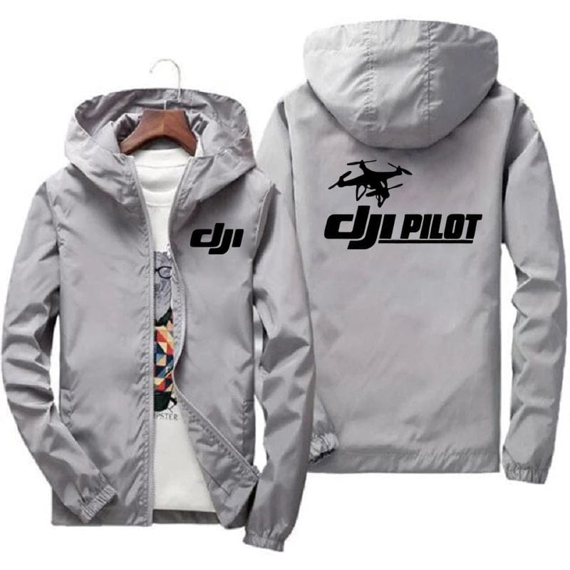 Men's Bomber Hooded DJI Drone Pilot Casual Thin Windbreaker Jackets Coat Male Outwear Sports Windproof Clothing Large Size 7XL