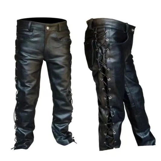 New adult men's Gothic medieval pants retro Renaissance Viking clothing Leather Pants Plus Size