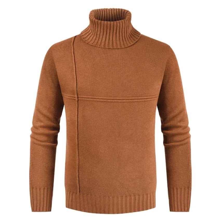 New Autumn Winter Men's Turtleneck Thick Solid Color Casual Sweater Men's Slim Fit Knitted Pullovers Clothing