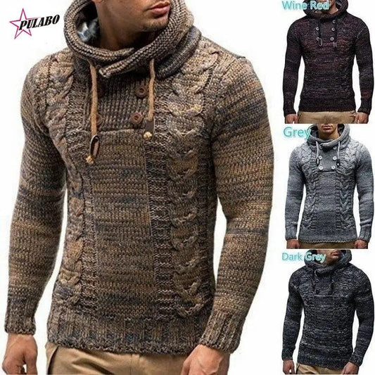 PULABO y2k Men's Winter Hooded Sweater y2k Fashion Male Knitwear Autumn Hoodies Knitted Coats Men Clothing Pullovers Sweaters