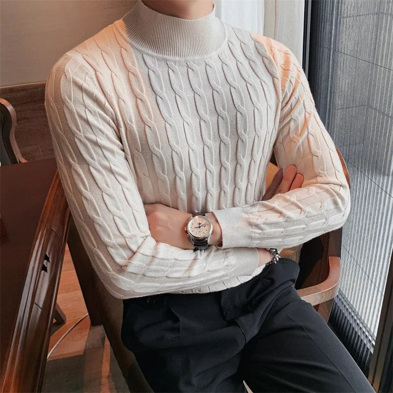 Autumn Winter Turtleneck Fashion Simple Slim Sweater Men Clothing High Collar Casual Pullovers Knit Shirt Plus size S-3XL