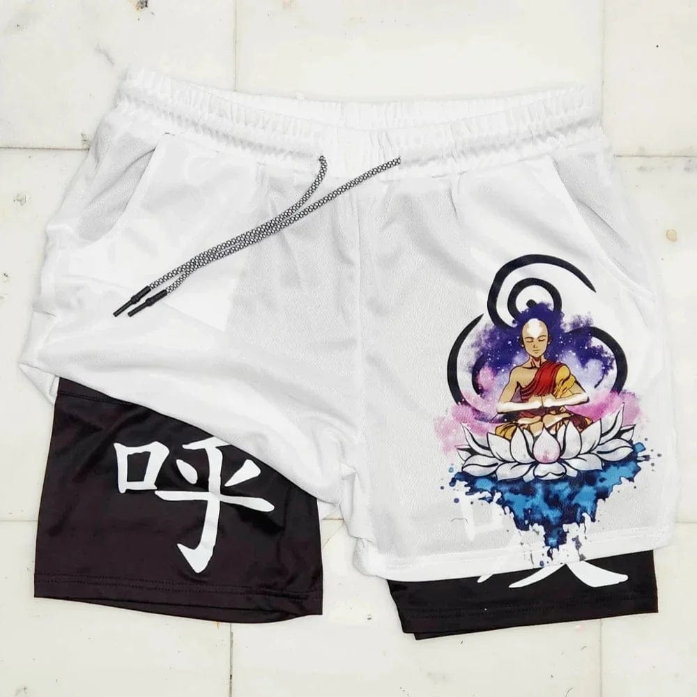 Anime Gym Shorts Men Women Gothic Print 2 in 1 Performance Shorts Fitness Casual Sports Y2K Short Pants Girl