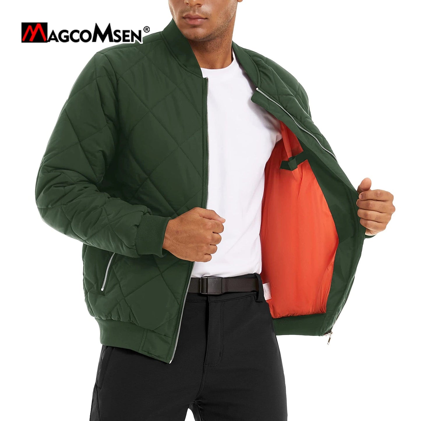 MAGCOMSEN Men's Casual Aviator Jackets Autumn Thicken Insulated Full Zipper Coats Windproof Jacket for Going Out