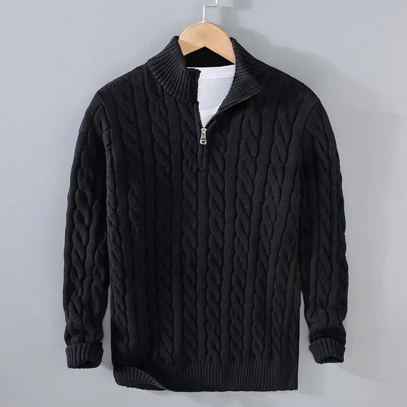 Autumn and Winter New Half High Neck Thickened Thick Needle Men's Sweater Zipper Loose Pullover Knitted Sweater Coat Men's top