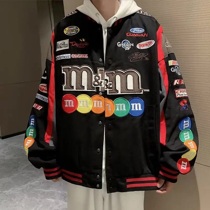 Embroidered Jacket Men Women Vintage Loose Motorcycle Coat Street Hip Hop Casual Baseball Top Spring Autumn Thin Couple Outwear