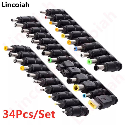 34PCS Universal 5.5mmx2.1mm DC AC Power Adapter Tips Connector Kits for Lenovo Thinkpad Laptop Power Supply Plug Jack Sets