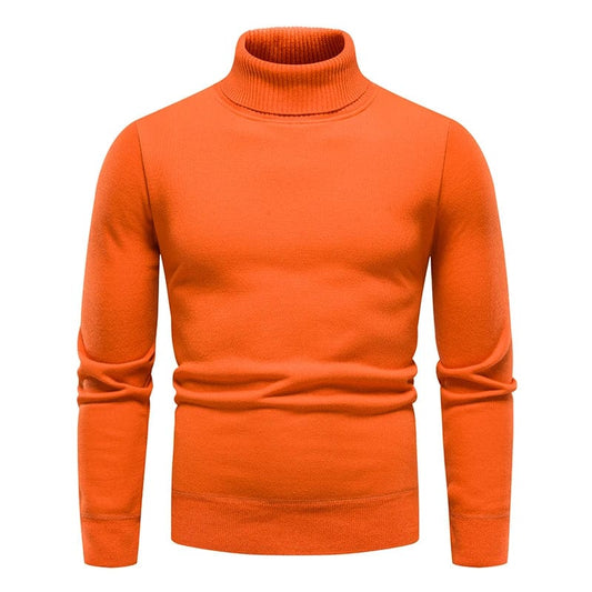 New Autumn Winter Solid Turtleneck Sweater Men Slim Fit Knitted Pullovers Mens Fashion Turtleneck Pullover Knitting Sweaters Men