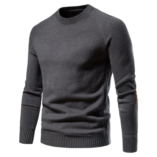 Men's Autumn And Winter Fashion Sweatshirt Patch Regular Edition Shoulder Sleeve Pullover Solid Color Sweater Tops