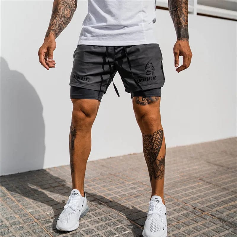 NEW 2 IN 1 Sport Running Casual Breathable Shorts Men Double-deck Jogging Quick Dry GYM Shorts Fitness Workout Men Shorts