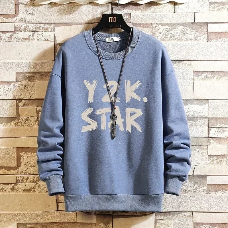 M-5XL! Autumn and Winter Men's Casual Pullover New Round Neck Korean Trend Loose Print Long Sleeved Sweater