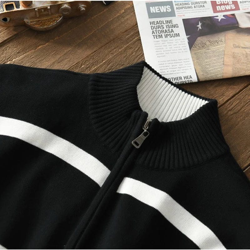 100% Cotton Sweater Men's Clothing High-quality Autumn Winter Knitted Half Zipper Pullover Thick Turtleneck Jumper Casual Male