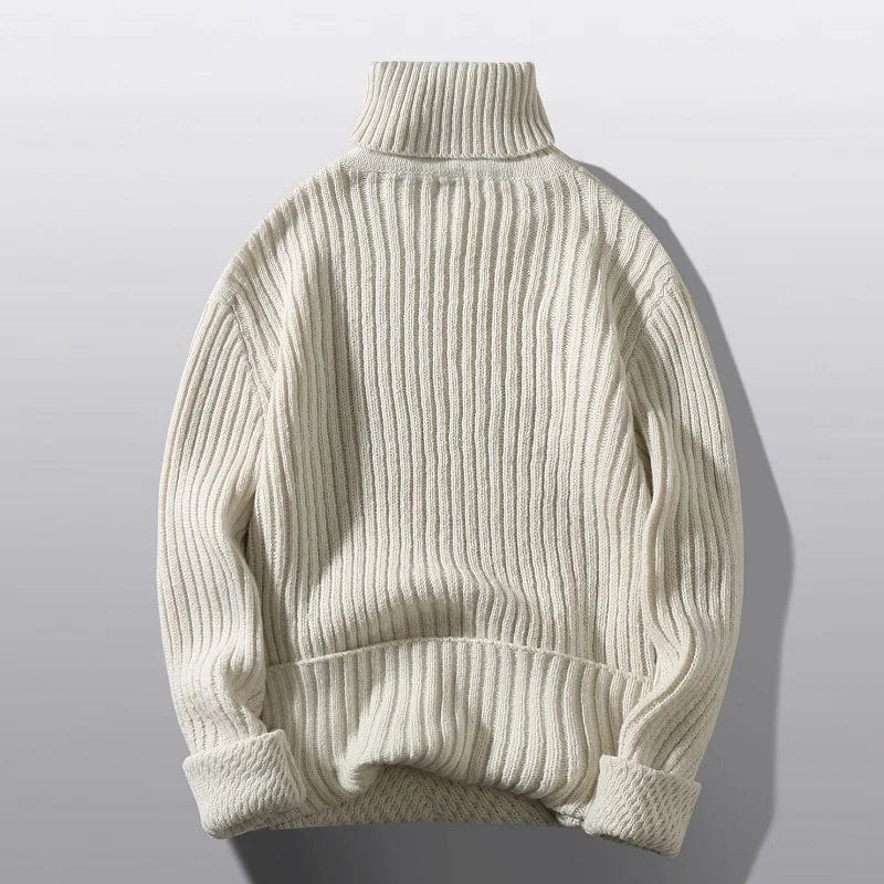 Striped Turtleneck Mens Sweaters Wool Pullover Sweater Male Oversized Turtle Neck Men Sweter Pull Jumper Korean Style White