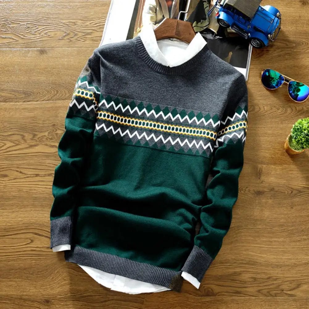 Stylish Men Pullover Sweater Super Soft Men Knitted Top Crew Neck Keep Warm Coldproof Fine Knitting Pullover Sweater