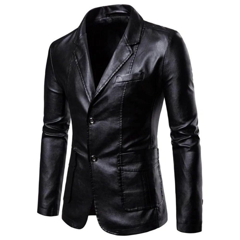 2023 Spring Autumn Fashion New Men's Lapel Leather Dress Suit Coat / Male Business Casual Pu Blazers Jacket