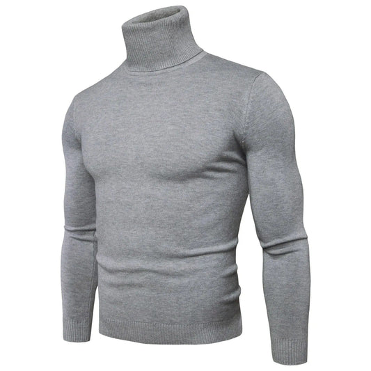Men‘S Knitted Soft Turtleneck Sweater Solid Color Fitting Top Slim Mens Long Sleeve Pullover Autumn And Winter Casual Outfits