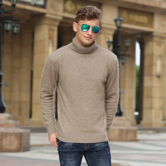 2023 NEW Men's 100% Mink Cashmere Sweater turtleck Pullovers Knit Large Size Winter New Tops Long Sleeve High-End Jumpers