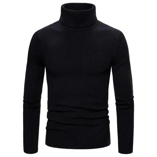 Autumn Men Knitting Sweater Turtleneck Solid Color Long Sleeve Slim Fit Ribbed Pullover Tops Streetwear sueteres para hombre