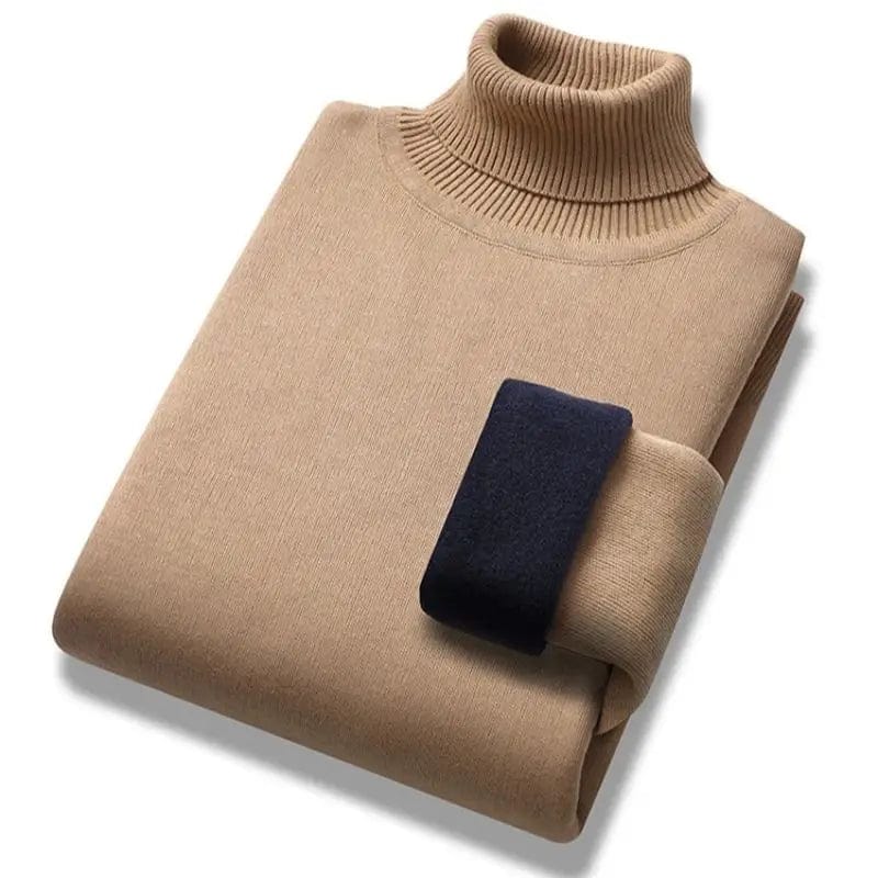 2023 Autumn Winter New Men Sweaters Knitted Pullover Korean Edition Solid Casual High Neck  Sweaters  Fleece  Bottoming Shirt