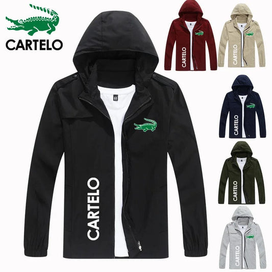 CARTELO print fashion men's hooded jacket casual outdoor sports jacket spring and autumn aviator military jacket European size