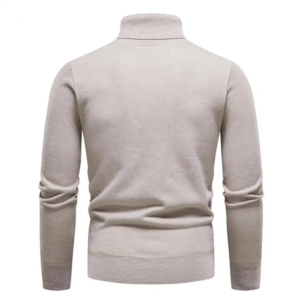 Chic Fall Sweater  Solid Color Knit Sweater  Anti-pilling Pure Color Men Sweater