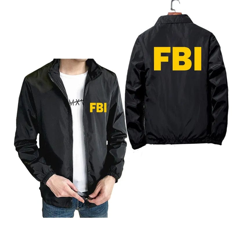 FBI United States FBI Shield Mens Bomber Zipper Jacket Male Casual Pilot Coat Unisex Zipper Pilot Parkas Clothing Plus Size 7XL