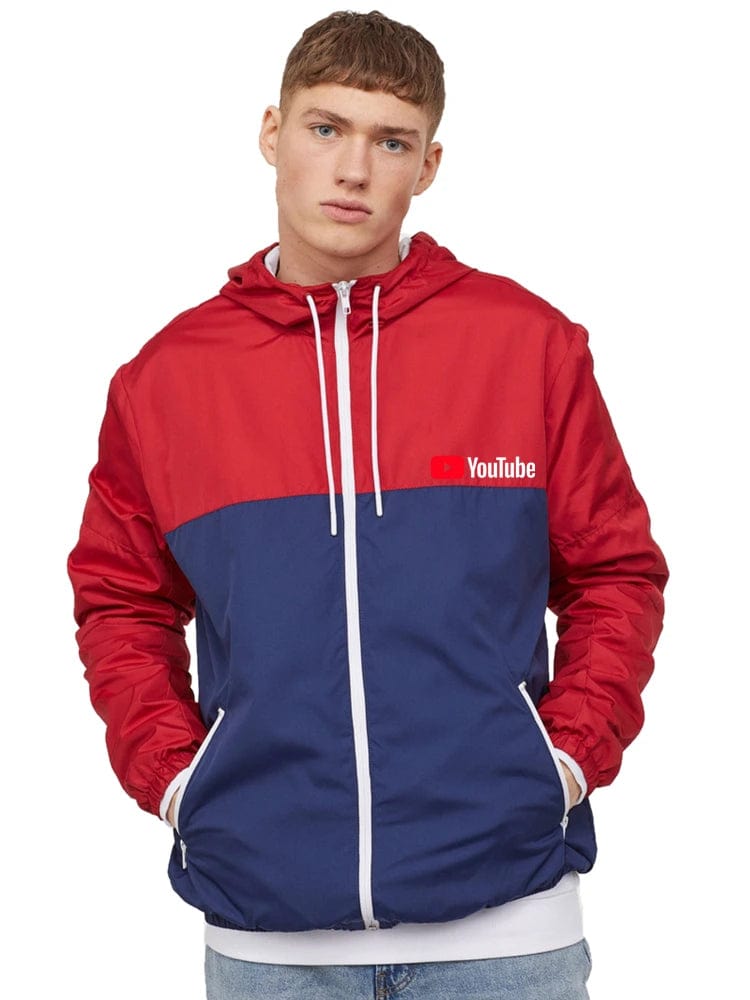 YOUTUBE Men zipper Sports mesh breathable match color Windbreaker Jackets Outerwear Mens Pilot Coat Hoodie Men Clothes